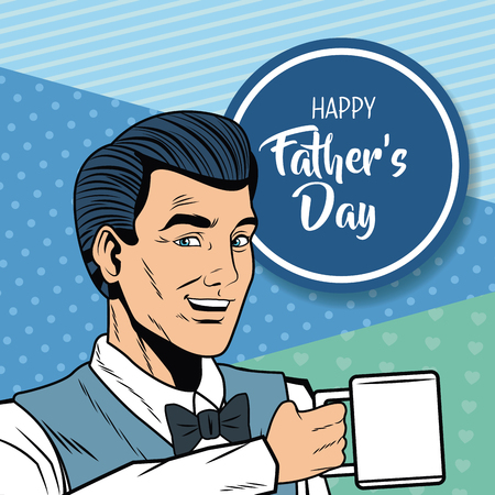 Happy fathers day pop art card vector illustration graphic designのイラスト素材