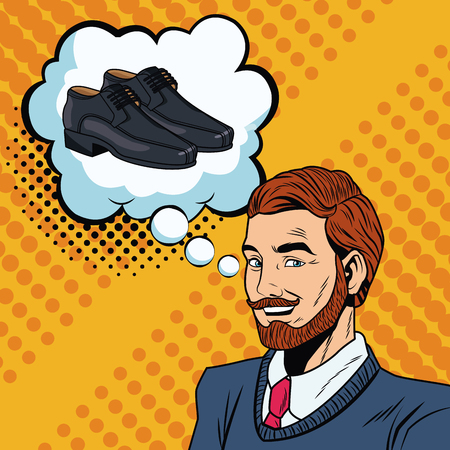Man thinking in shopping pop art vector illustration graphic designのイラスト素材
