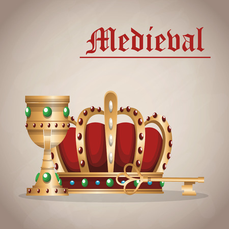 Medieval army emblem with crown vector illustration graphic designのイラスト素材