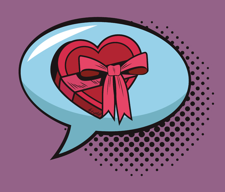 Heart shaped giftbox in bubble pop art vector illustration graphic designのイラスト素材