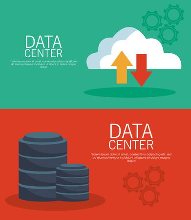 Data center collection concept vector illustration graphic designのイラスト素材