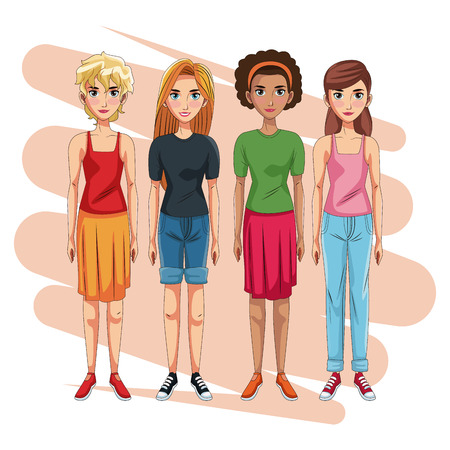 Young beautiful women vector illustration graphic designのイラスト素材