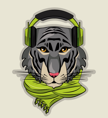 Cool wild tiger cartoon vector illustration clothing designのイラスト素材