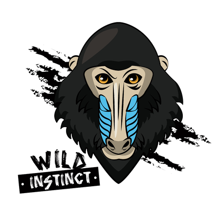 Wild mandrel monkey print for t shirt vector illustration clothing designのイラスト素材