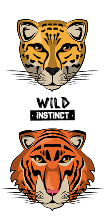 Wild leopard and tiger print for t-shirt vector illustration clothing designのイラスト素材