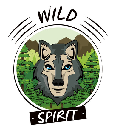 Wild wolf print for t shirt vector clothing designのイラスト素材