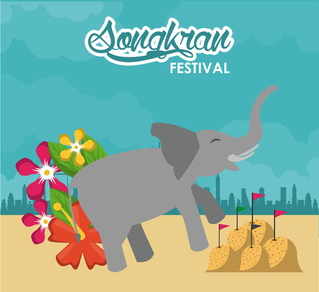 Songkran festival card vector illustration graphic designのイラスト素材