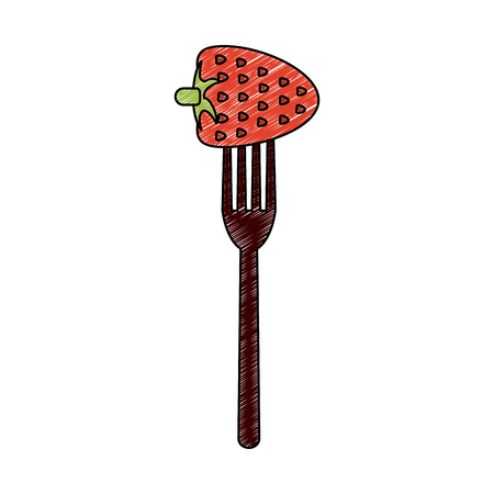 Fork with strawberry vector illustration graphic designのイラスト素材