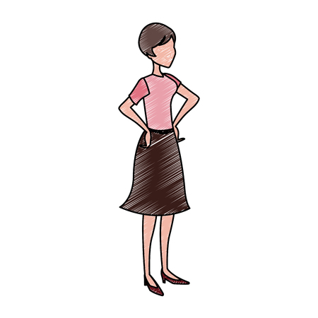 Retro woman with vintage clothes icon vector illustration graphic designのイラスト素材