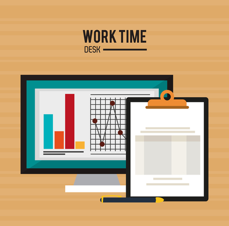 Work time desk vector illustration graphic designのイラスト素材