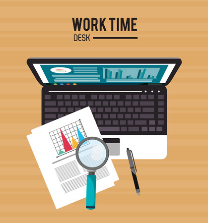 Work time desk vector illustration graphic designのイラスト素材