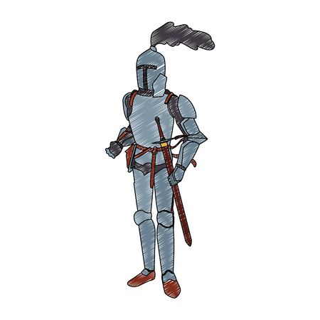 Medieval warrior cartoon vector illustration graphic designのイラスト素材