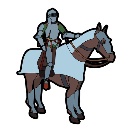 Medieval warrior on horse vector illustration graphic designのイラスト素材