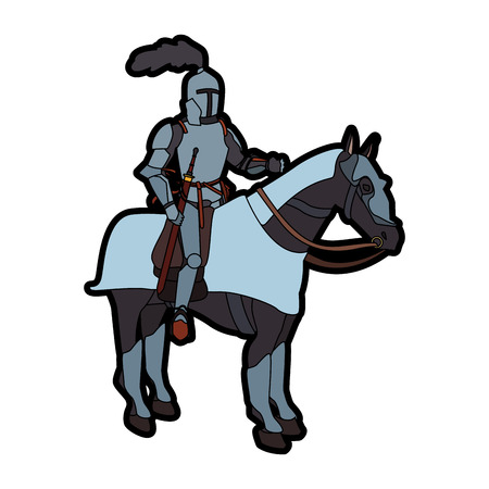 Medieval warrior on horse vector illustration graphic designのイラスト素材
