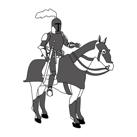 Medieval warrior on horse vector illustration graphic designのイラスト素材