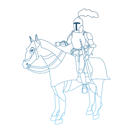 Medieval warrior on horse vector illustration graphic designのイラスト素材