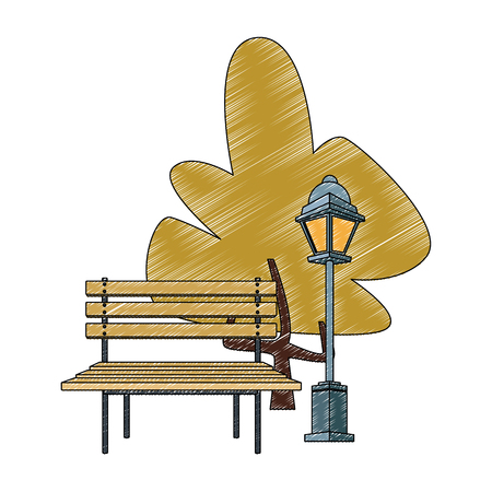Wooden chair on park vector illustration graphic designのイラスト素材