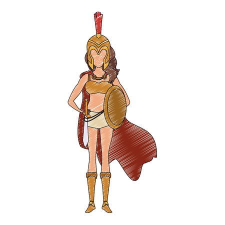 Medieval woman warrior cartoon vector illustration graphic designのイラスト素材