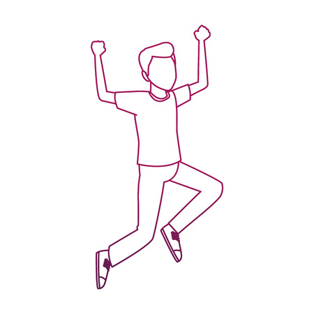 Happy man jumping cartoon vector illustration graphic designのイラスト素材