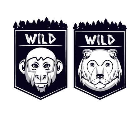 Wild animal print for t shirt on black and white colors vector illustration graphic designのイラスト素材