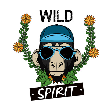 Cool monkey animal print for tshirt vector illustration graphic designのイラスト素材