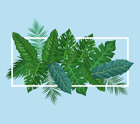 Leaves and plants frame vector illustration graphic design vector illustration graphic designのイラスト素材