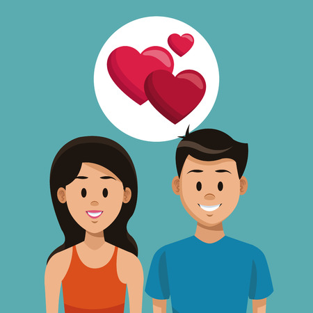 Young couple in love vector illustration graphic designのイラスト素材