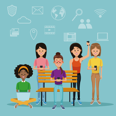People with smartphone on social media vector illustration graphic designのイラスト素材