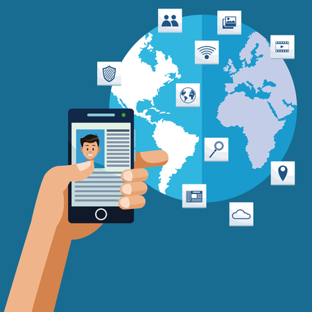 Navigating internet from ssmartphone vector illustration graphic designのイラスト素材