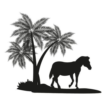 Zebra and trees black silhouette vector illustration graphic designのイラスト素材