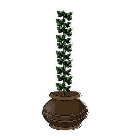 Bouquet of leaves on jar vector illustration graphic designのイラスト素材