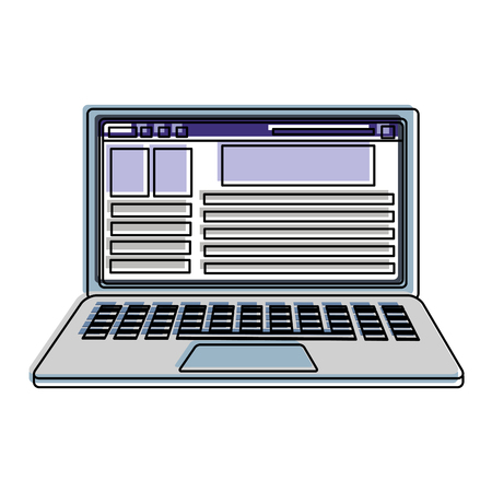 Illustration of a colorful laptop on a white backgroundのイラスト素材