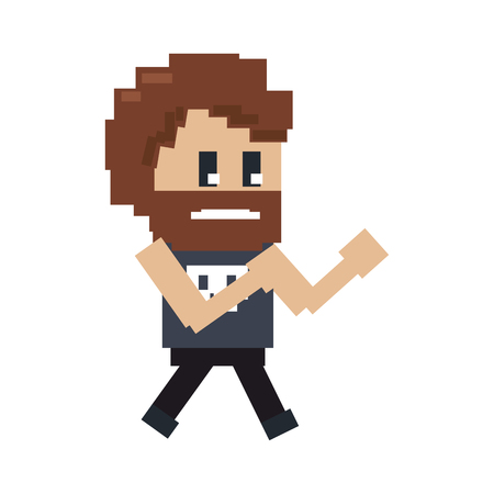 Pixelated fighter man on a white backgroundのイラスト素材