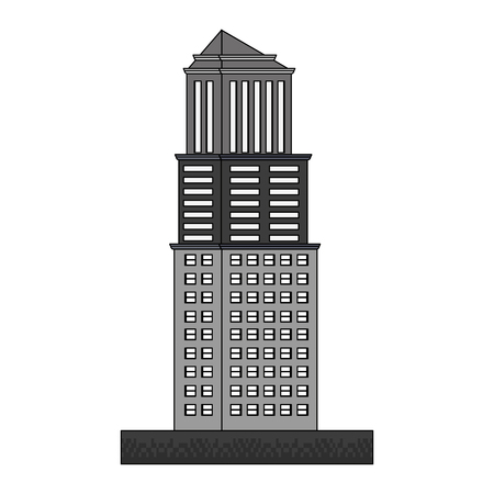 Illustration of a tall, grey building isolated on a white backgroundのイラスト素材