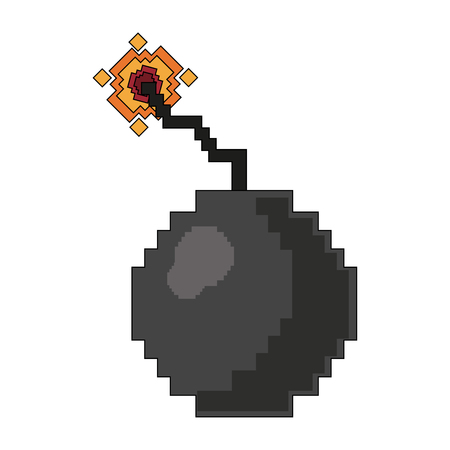 Pixelated bomb symbol on a white backgroundのイラスト素材