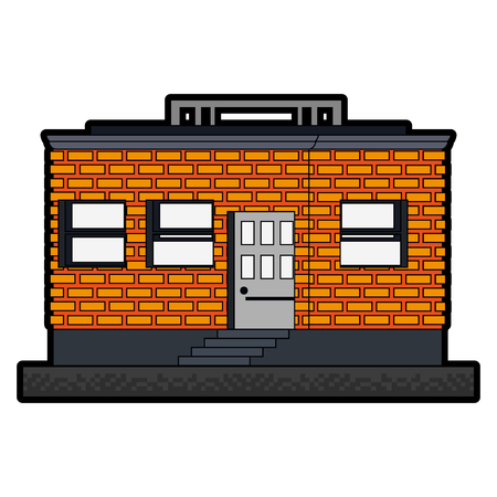 Pixelated building isolated illustration graphic designのイラスト素材