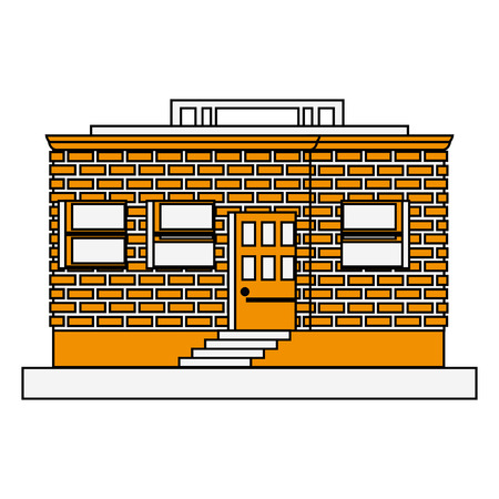 Yellow and white building isolated on a white backgroundのイラスト素材