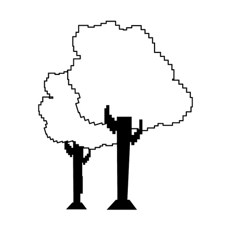 Pixelated trees isolated vector illustration graphic designのイラスト素材