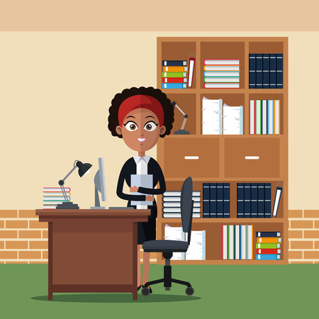 Business woman at office cartoons vector illustration graphic designのイラスト素材