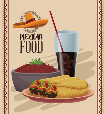 Mexican food menu card vector illustration graphic designのイラスト素材