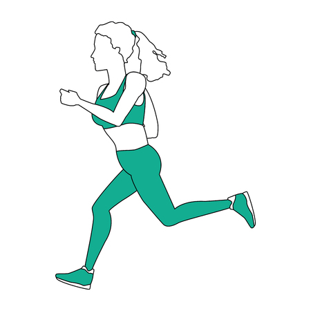 Fitness woman running cartoon vector illustration graphic designのイラスト素材