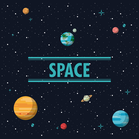 Milky way planets cartoons vector illustration graphic designのイラスト素材