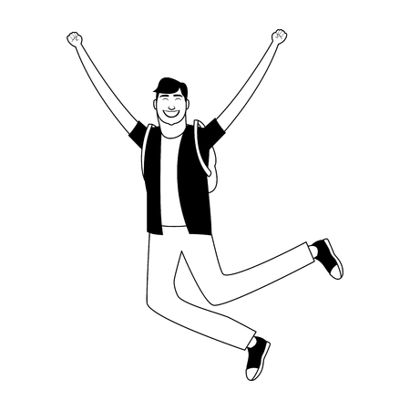 Young man happy cartoon vector illustration graphic designのイラスト素材