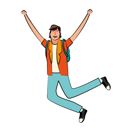 Young man happy cartoon vector illustration graphic designのイラスト素材