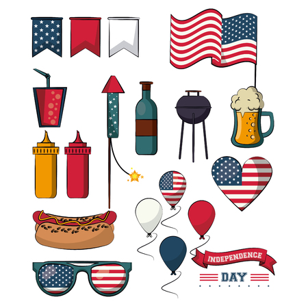 Set of independence day elements vector illustration graphic designのイラスト素材