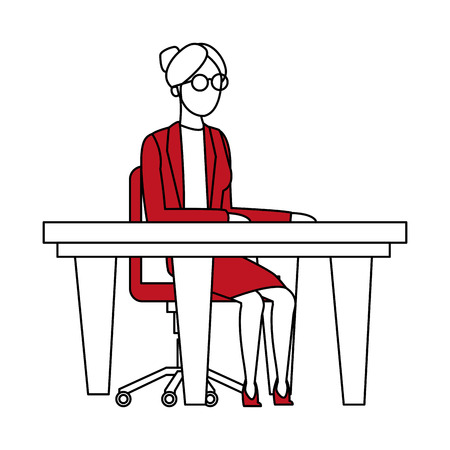 Woman doctor seated at desk vector illustration graphic designのイラスト素材