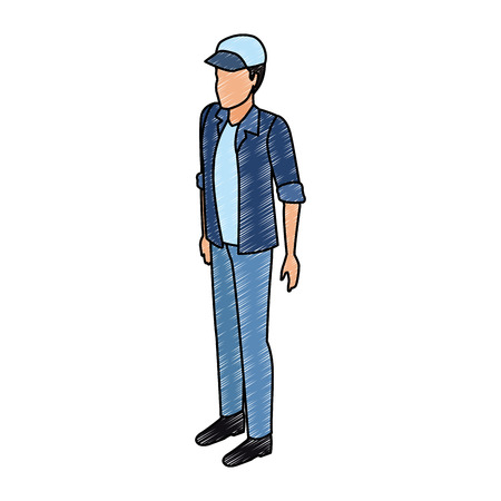 Isometric young man vector illustration graphic designのイラスト素材