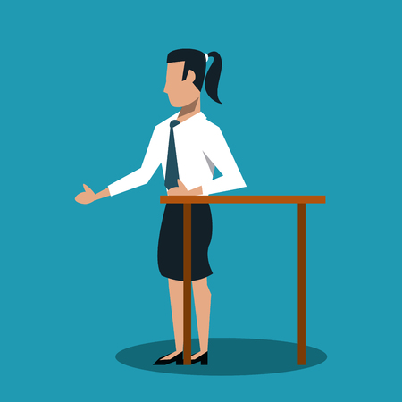 Business woman with desk vector illustration graphic designのイラスト素材