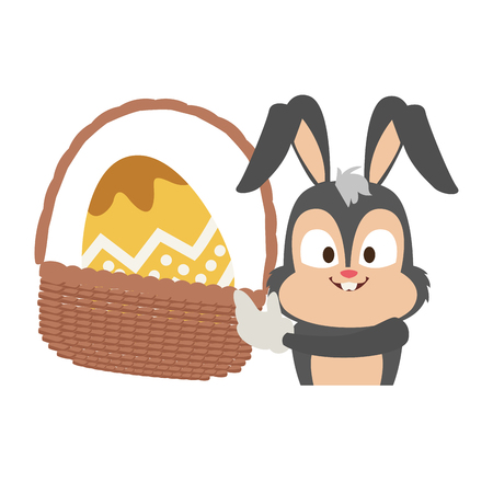 Cute rabbit with easter eggs cartoon vector illustration graphic designのイラスト素材