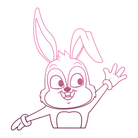 Cute rabbit with gloves cartoon on purple lines vector illustrationのイラスト素材